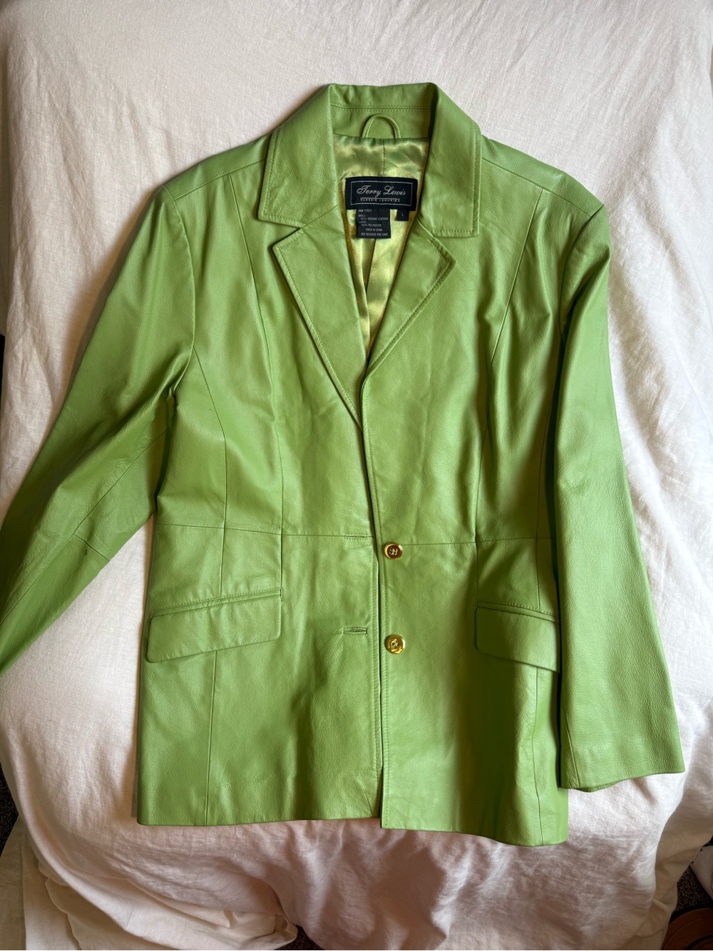 Lime Green Leather Blazer Jacket